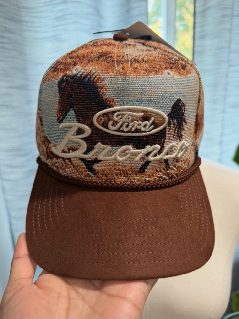 Ford Brown Bronco Trucker Hat with Horse Graphic